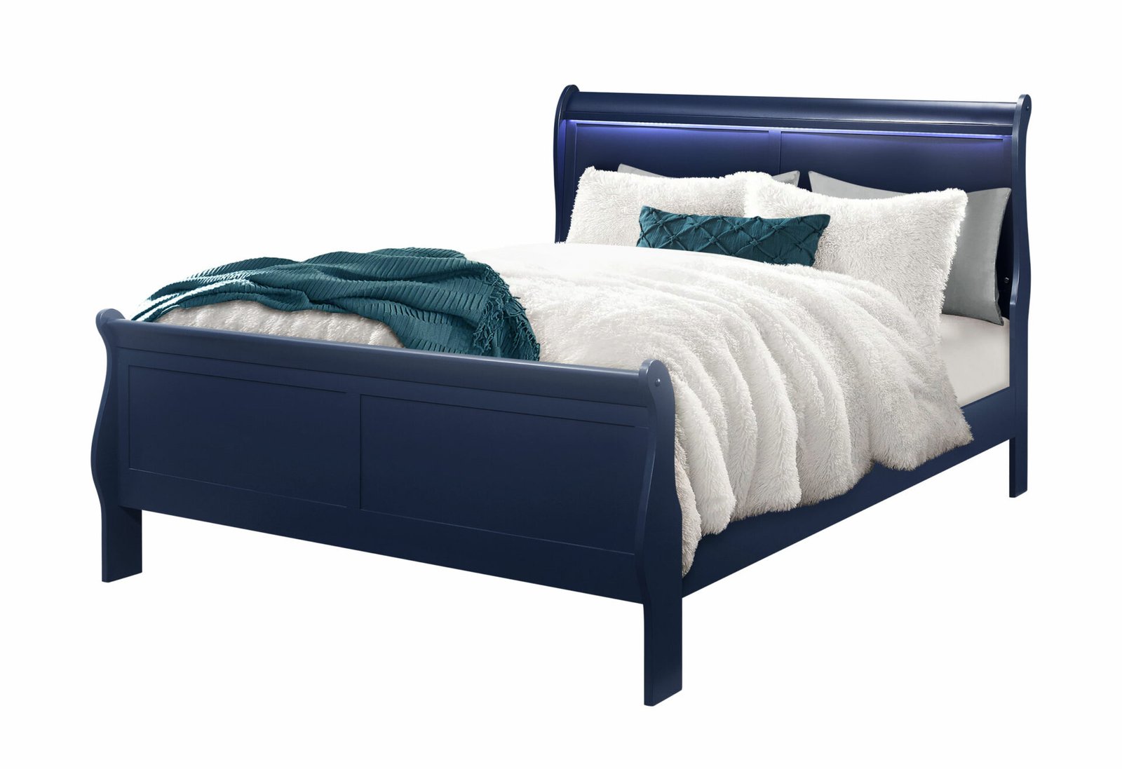 Second image of CHARLIE BLUE QUEEN BED WITH LED