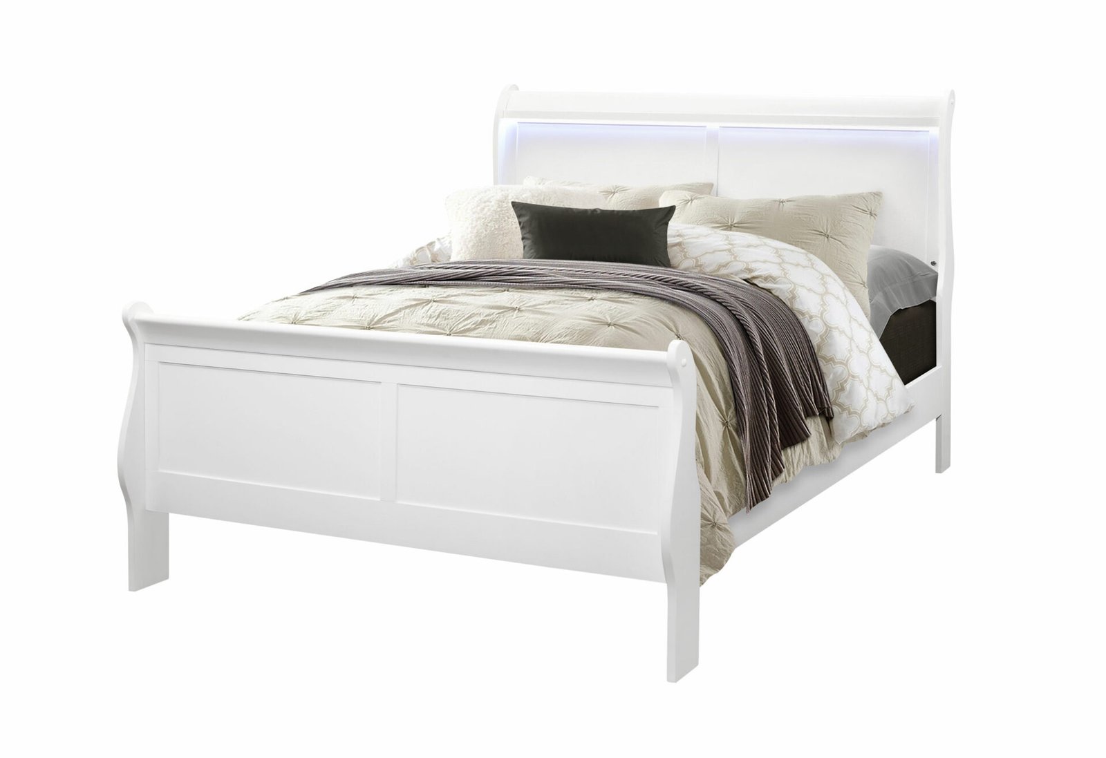 Second image of CHARLIE WHITE FULL BED WITH LED