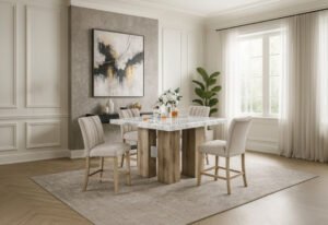 D04 NATURAL BAR TABLE + D8685 BEIGE/NAT BAR STOOL