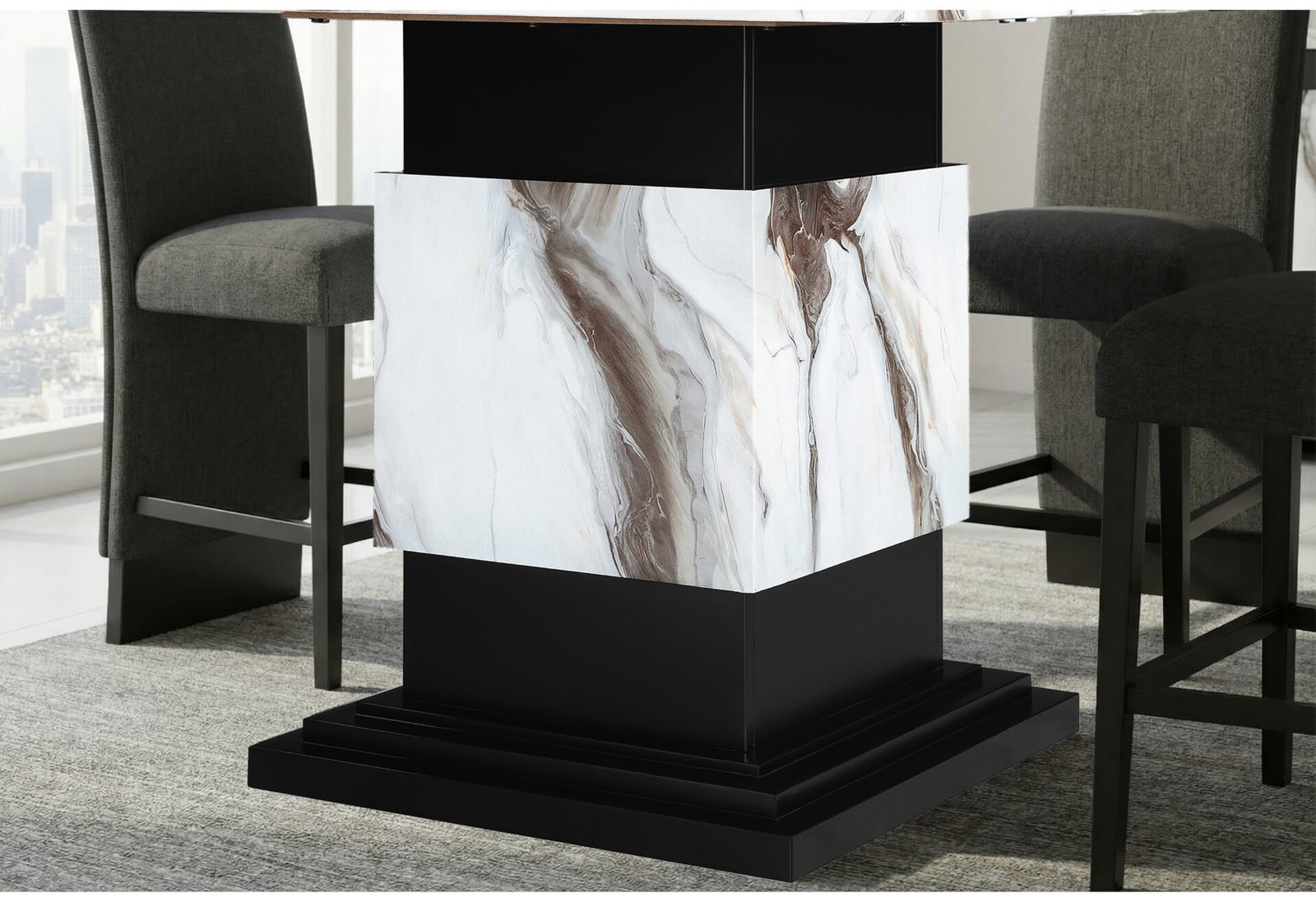 Second image of D12 BAR TABLE AND 6 D12 BROWN BAR STOOLS