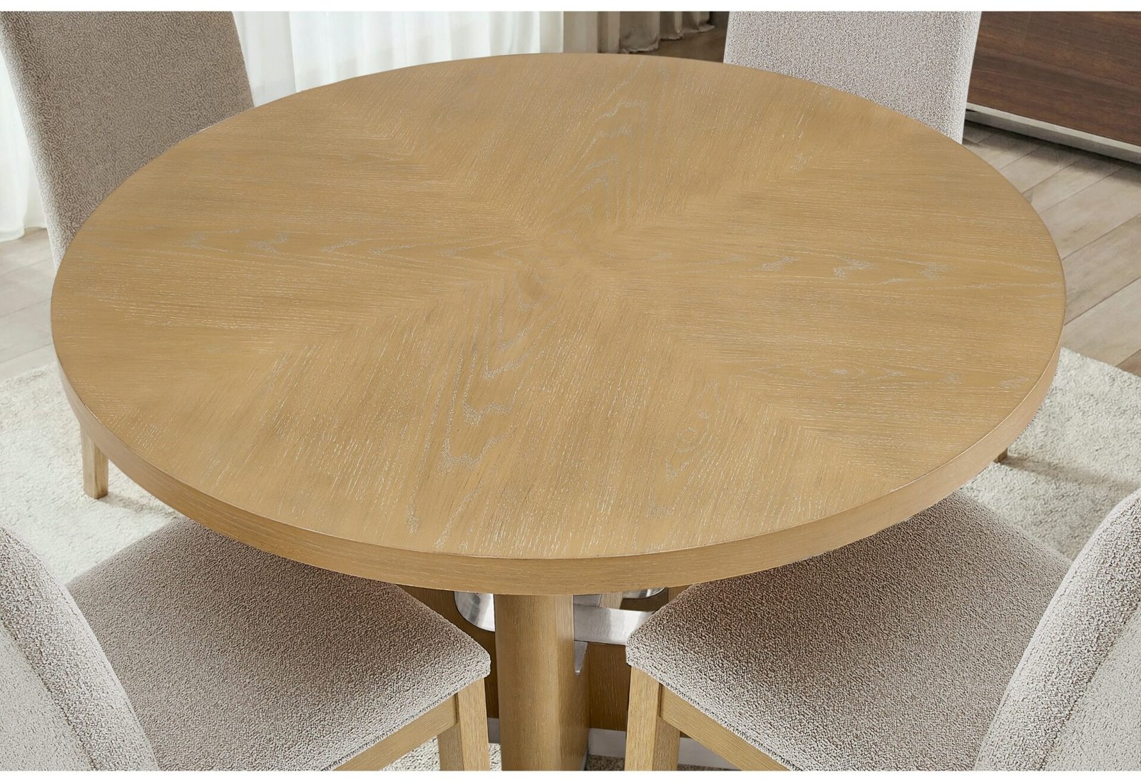 Second image of D3124 NATURAL DINING TABLE 48″ AND 6 D1248 DINING CHAIR