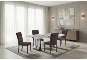 D8212 DINING TABLE WITH 4 D8212 DINING CHAIRS BROWN
