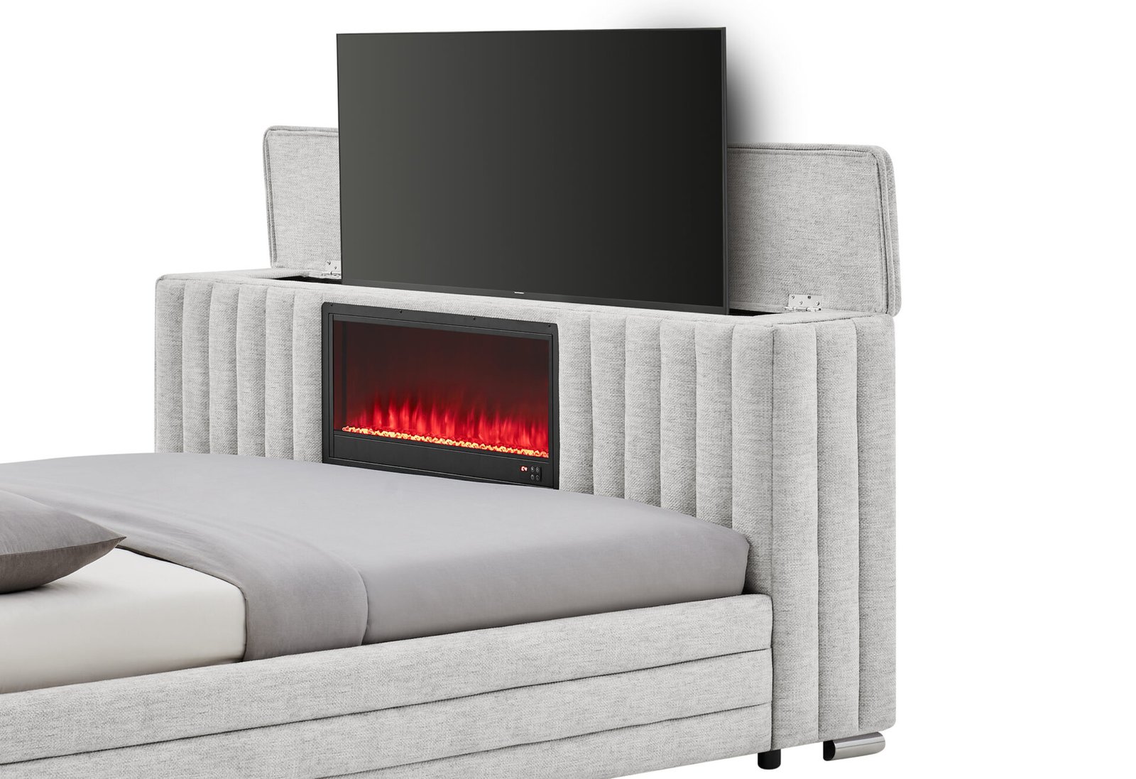 Second image of ELIAS GREY KING BED WITH IMMERSIVE SOUND SPEAKER, LED, TV LIFT & FP