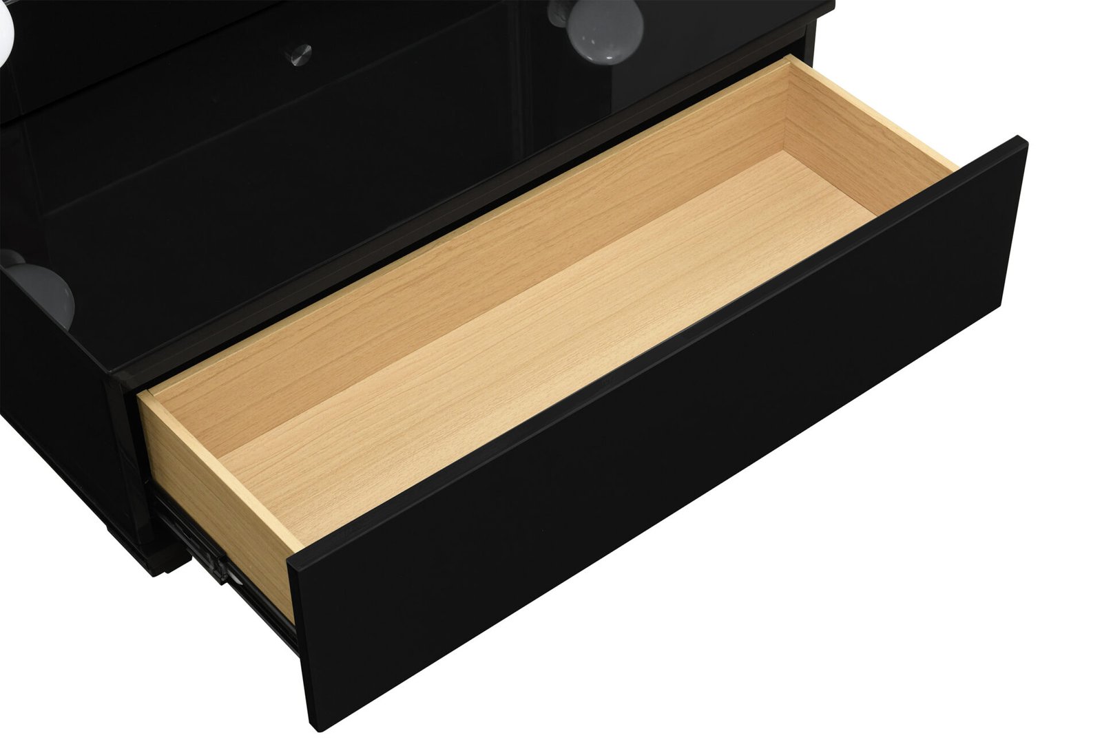 Second image of ELLA BLACK NARROW TALL MIRROR WITH DRAWER AND SPEAKER