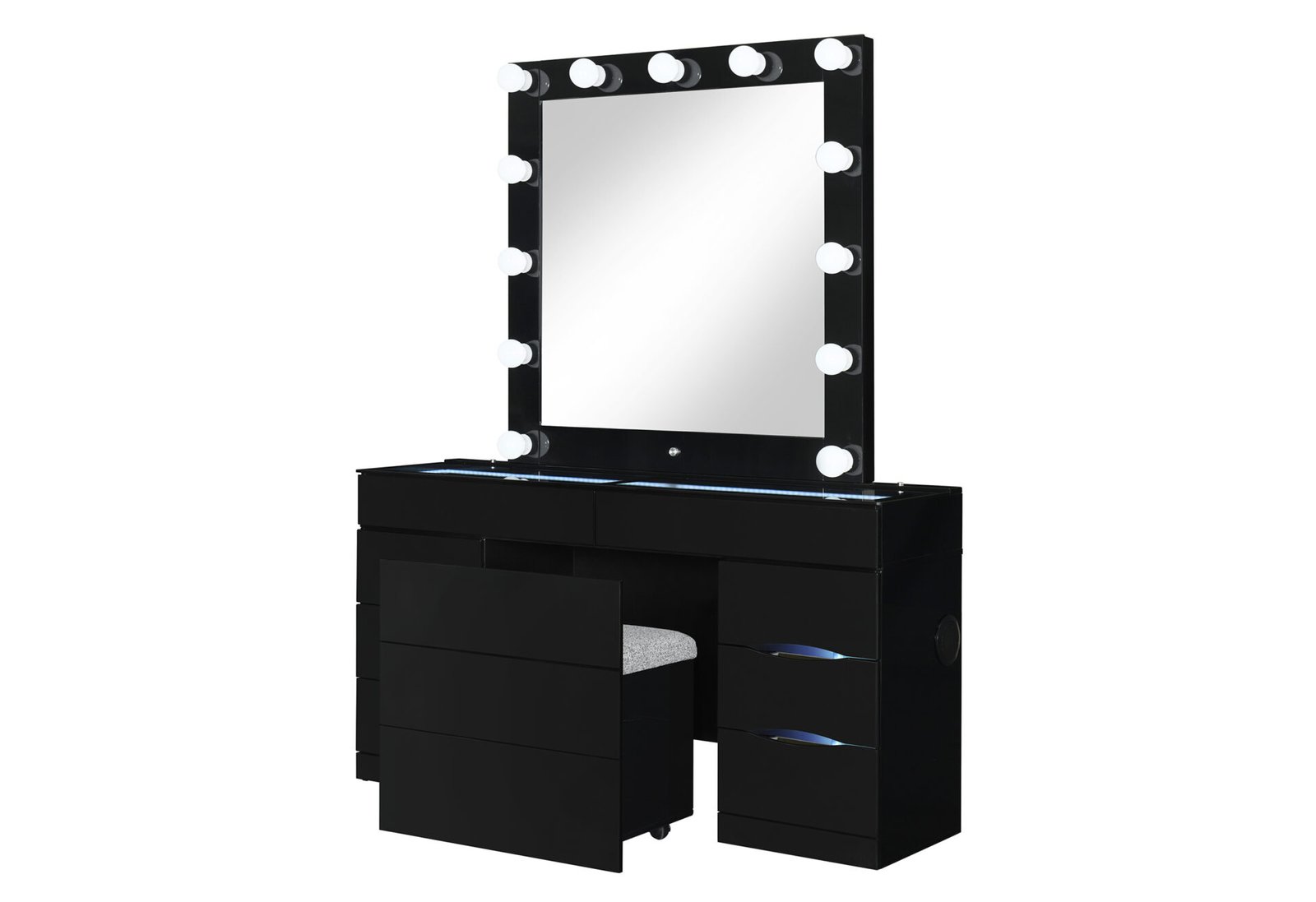 Second image of ELLA BLACK VANITY SET WITH STORAGE STOOL