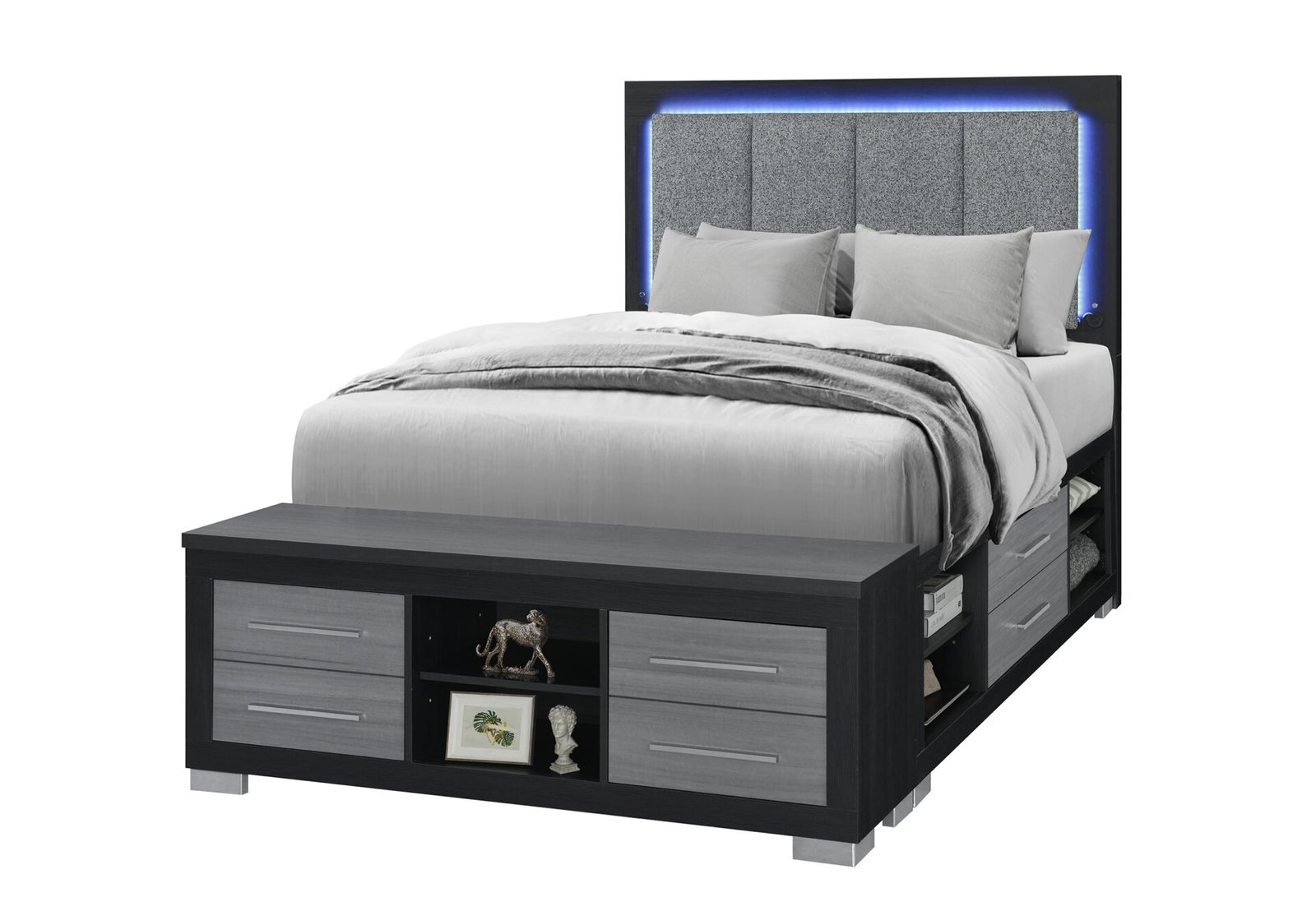Second image of EMMA BLACK/GREY FULL BED WITH LED AND USB