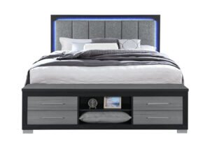 EMMA BLACK/GREY KING BED WITH LED AND USB