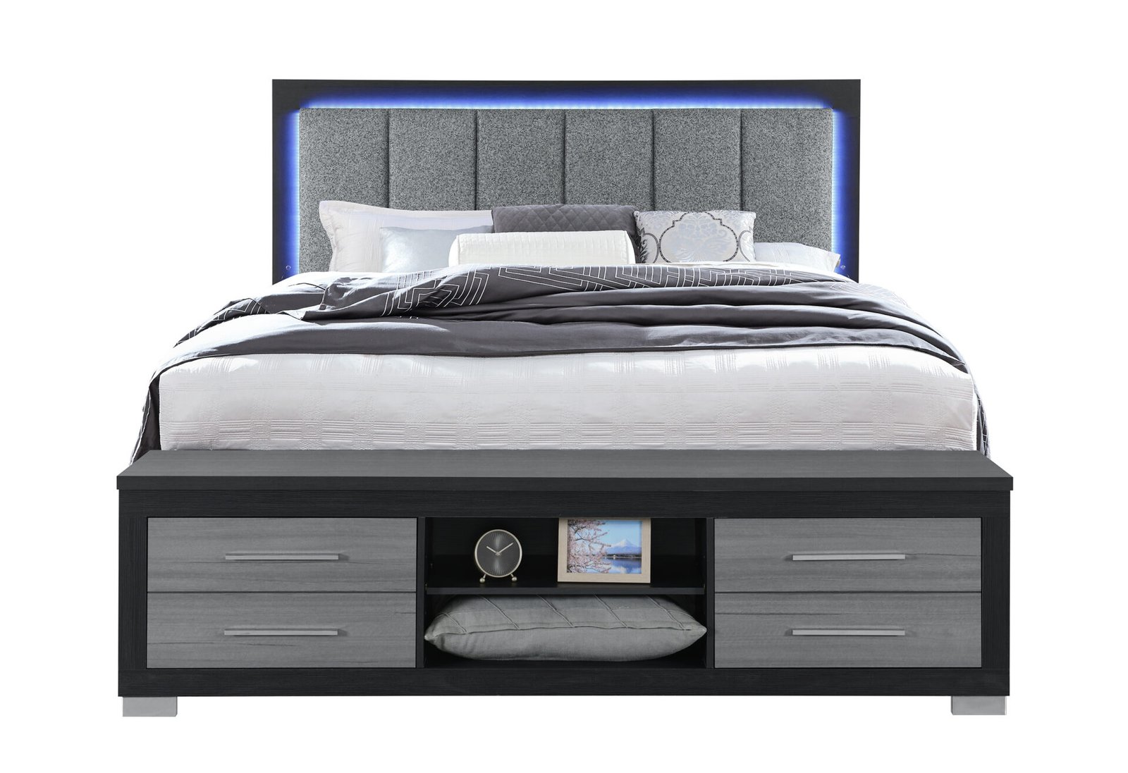 EMMA BLACK/GREY KING BED WITH LED AND USB