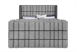 ISABELLA GREY KING BED W/LED, TV LIFT, SPEAKER AND FIREPLACE
