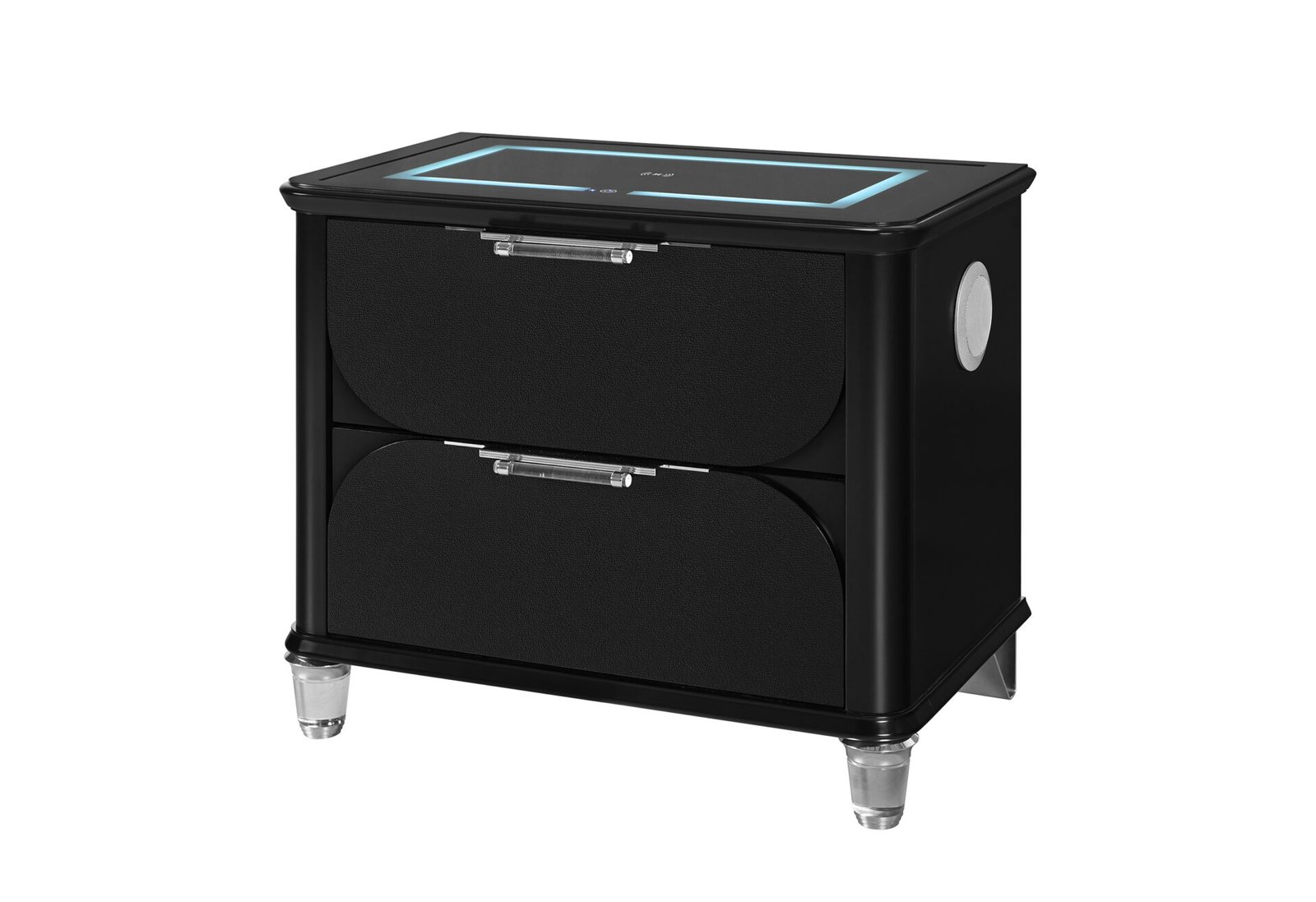 Second image of LANDO BLACK NIGHTSTAND WITH SPEAKER AND WIRELESS CHARGING PLATFORM