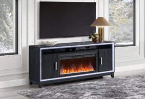 LILY DARK GREY ENT UNIT 72 INCH W/ LED, SPEAKERS, CRYSTAL INSERTS