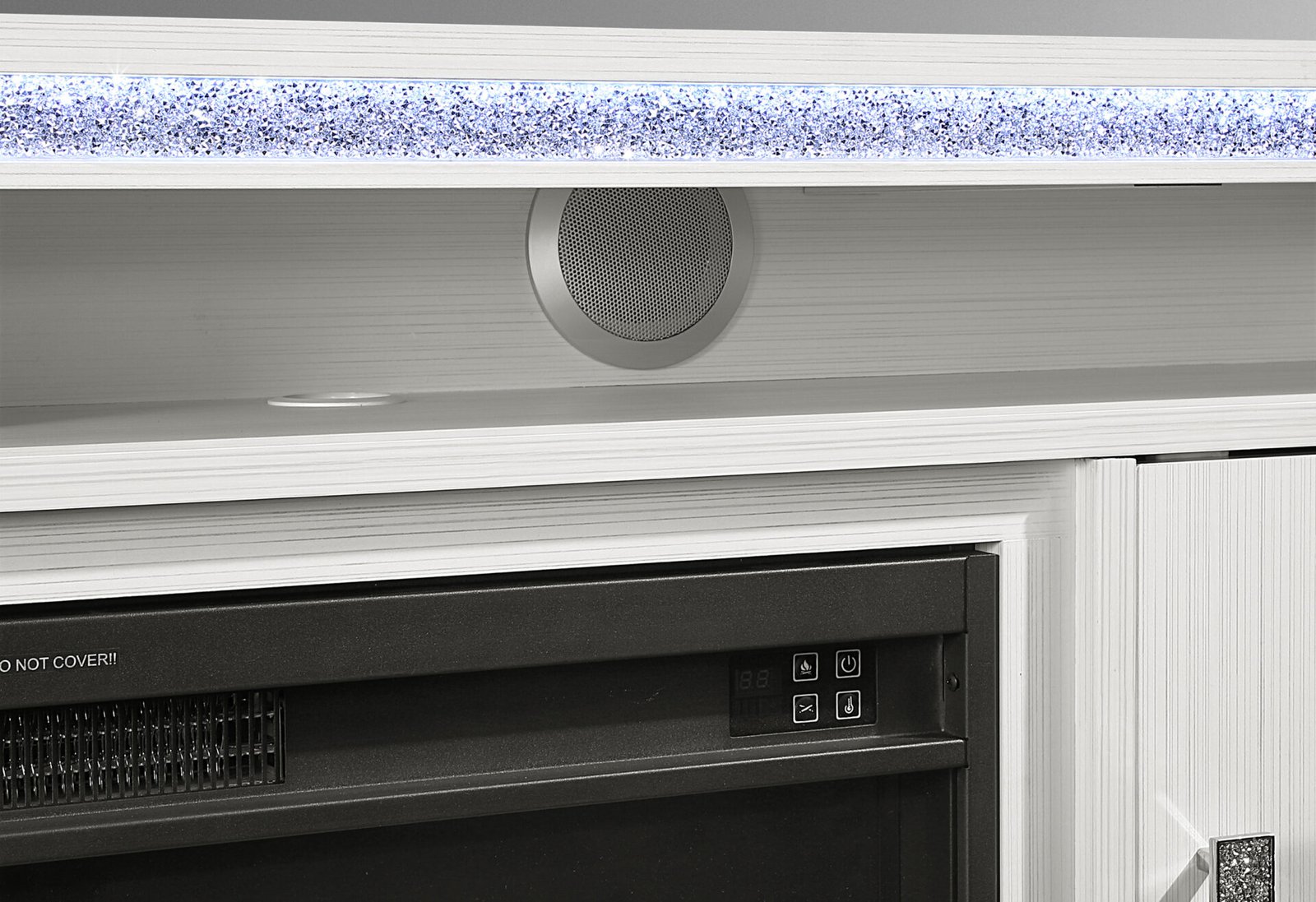 Second image of LILY WHITE ENTERTAINMENT UNIT 72 W/ LED, SPEAKERS, CRYSTAL INSERTS
