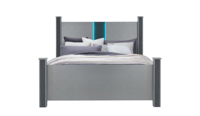 Second image of LOGAN SILVER QUEEN BED GROUP W/ LED AND SPEAKERS