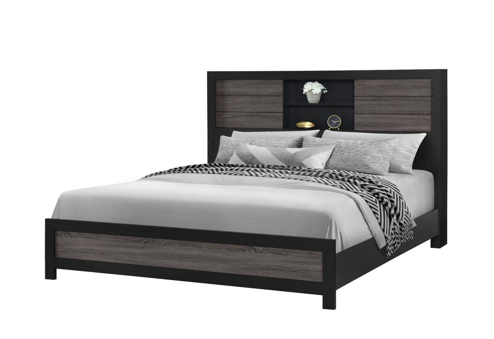 Second image of LISBON GREY/BLACK BOOKCASE KING BED GROUP