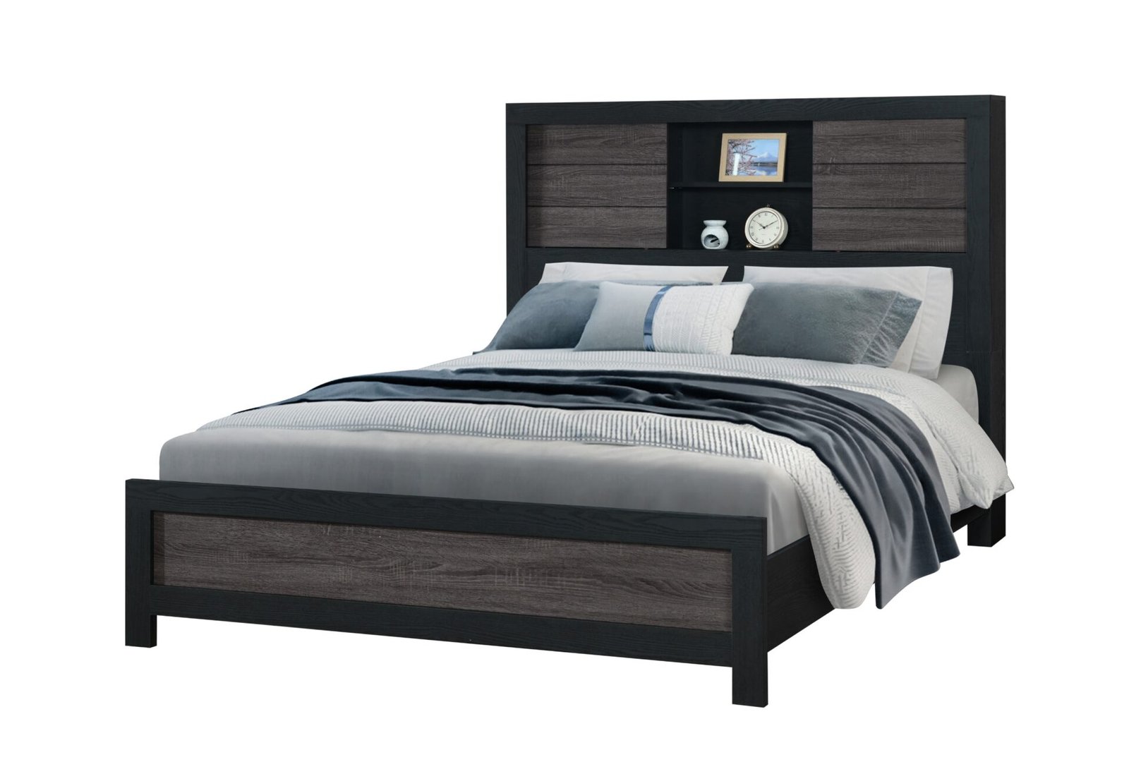 Second image of LISBON GREY/BLACK BOOKCASE QUEEN BED GROUP