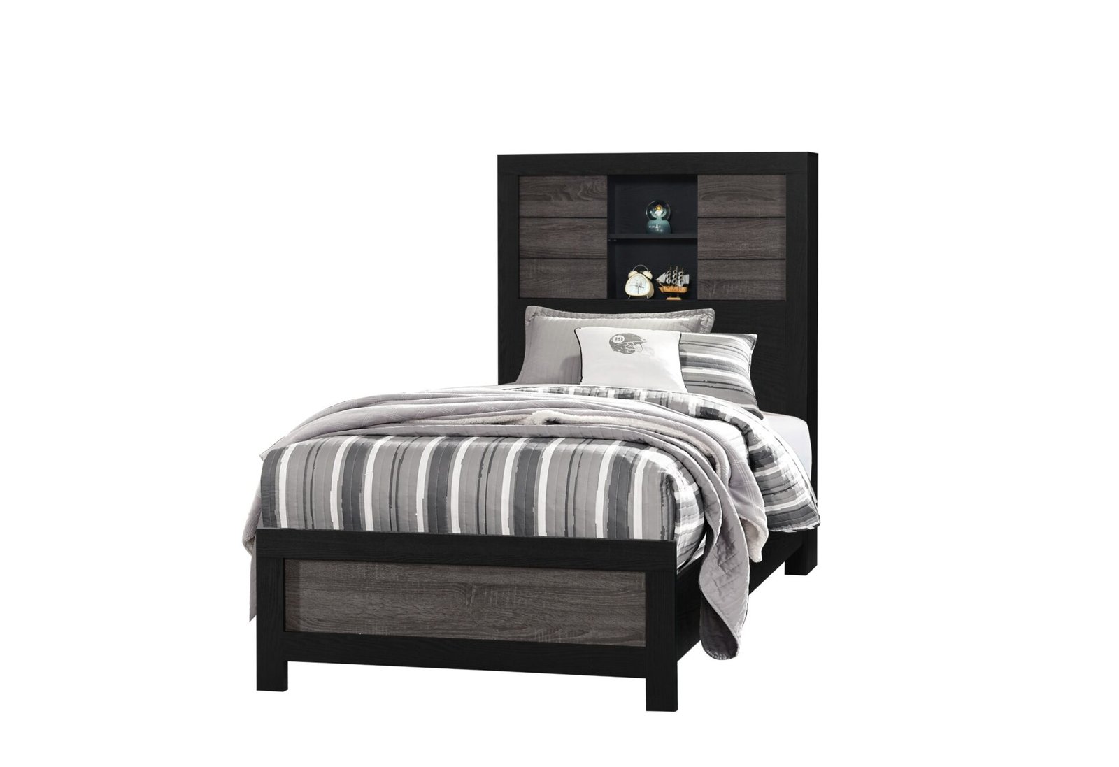 Second image of LISBON GREY/BLACK BOOKCASE TWIN BED