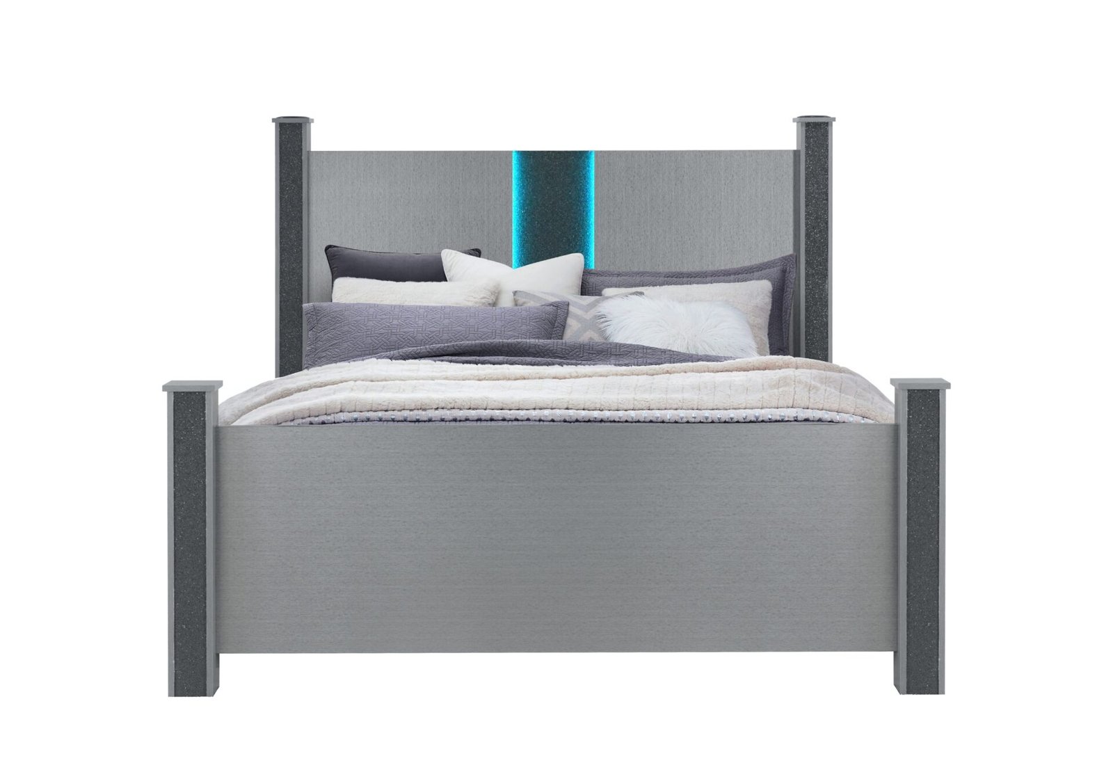 LOGAN SILVER KING BED WITH LED AND SPEAKERS