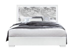 NAOMI SILVER MARBLE KING BED WITH LED