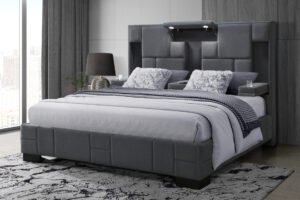 OSCAR DARK GREY 8 KING BED NO WOOD TRIM