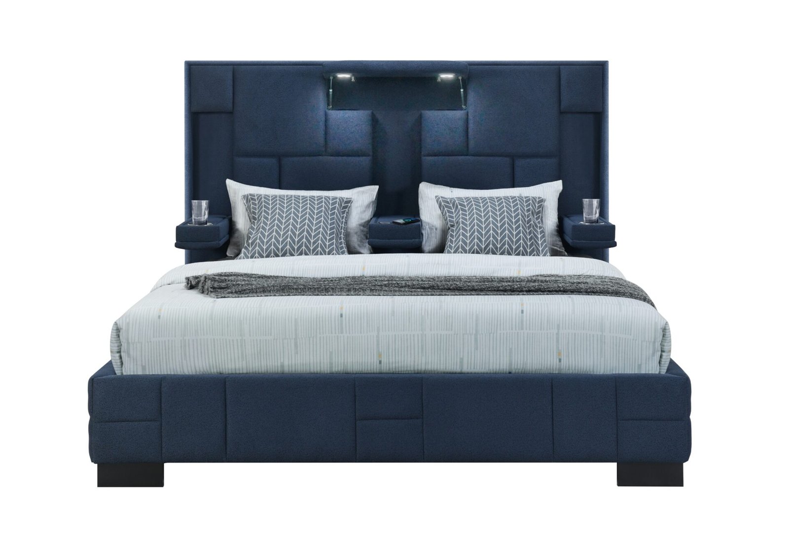 Second image of OSCAR NAVY BLUE KING BED NO WOOD TRIM