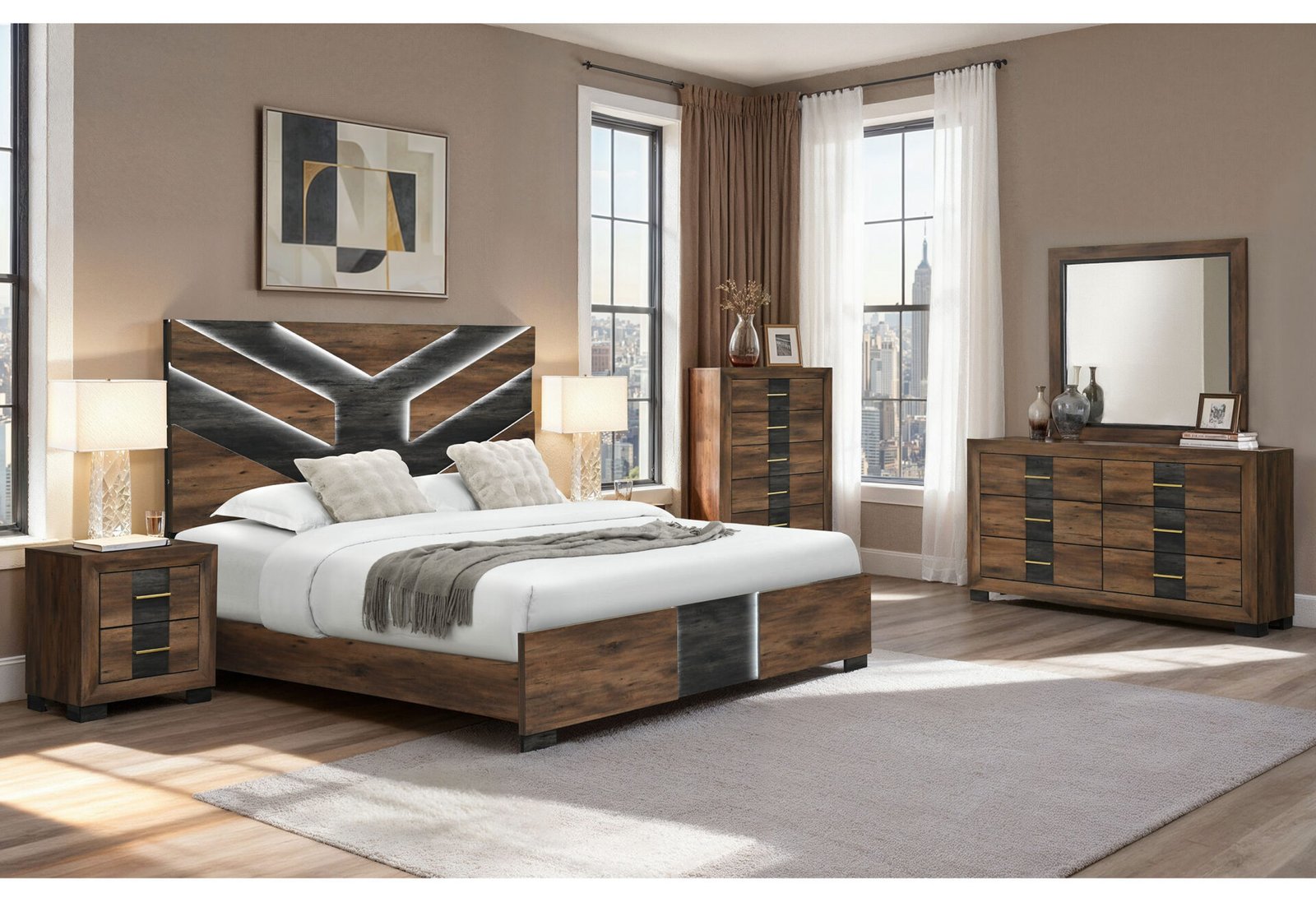 OPTIMUS BROWN/BLACK KING BED GROUP