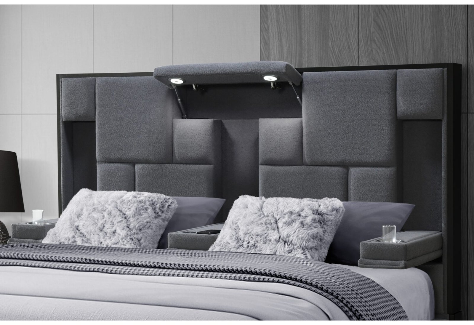 Second image of OSCAR DARK GREY 8 QUEEN BED NO WOOD TRIM