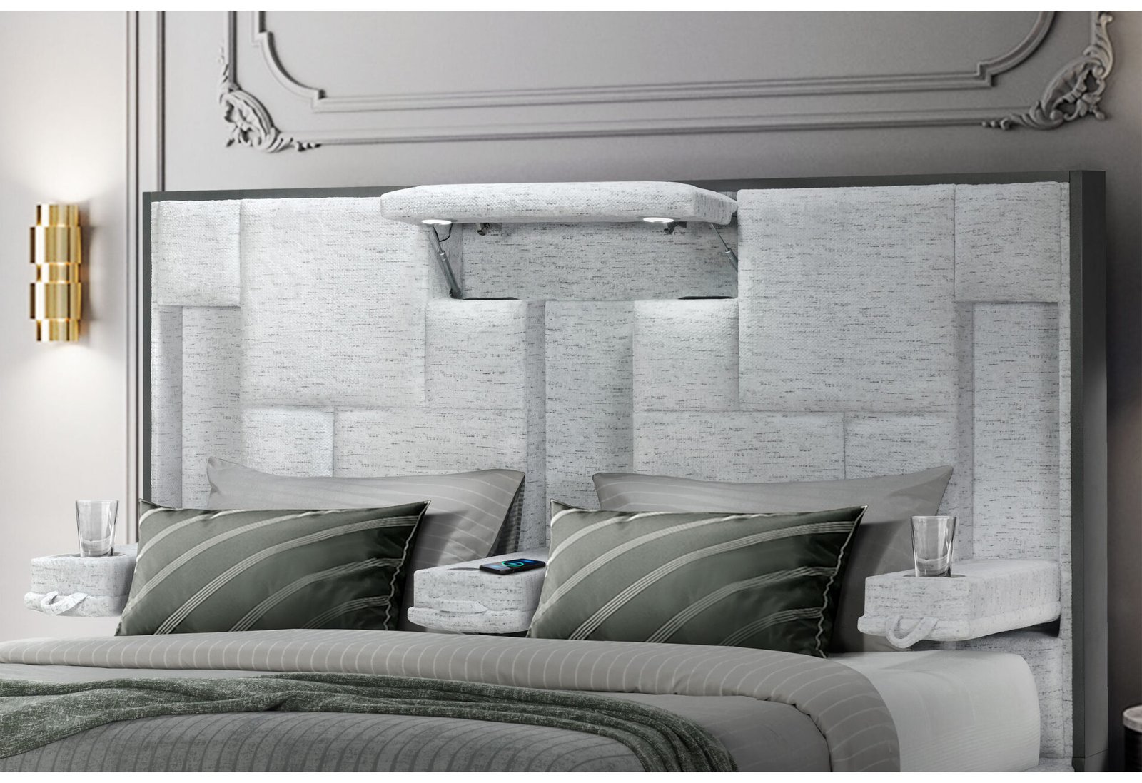 Second image of OSCAR GREY KING BED NO WOOD TRIM