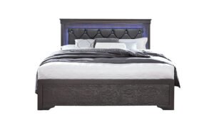 POMPEI METALLIC GREY QUEEN BED WITH LED
