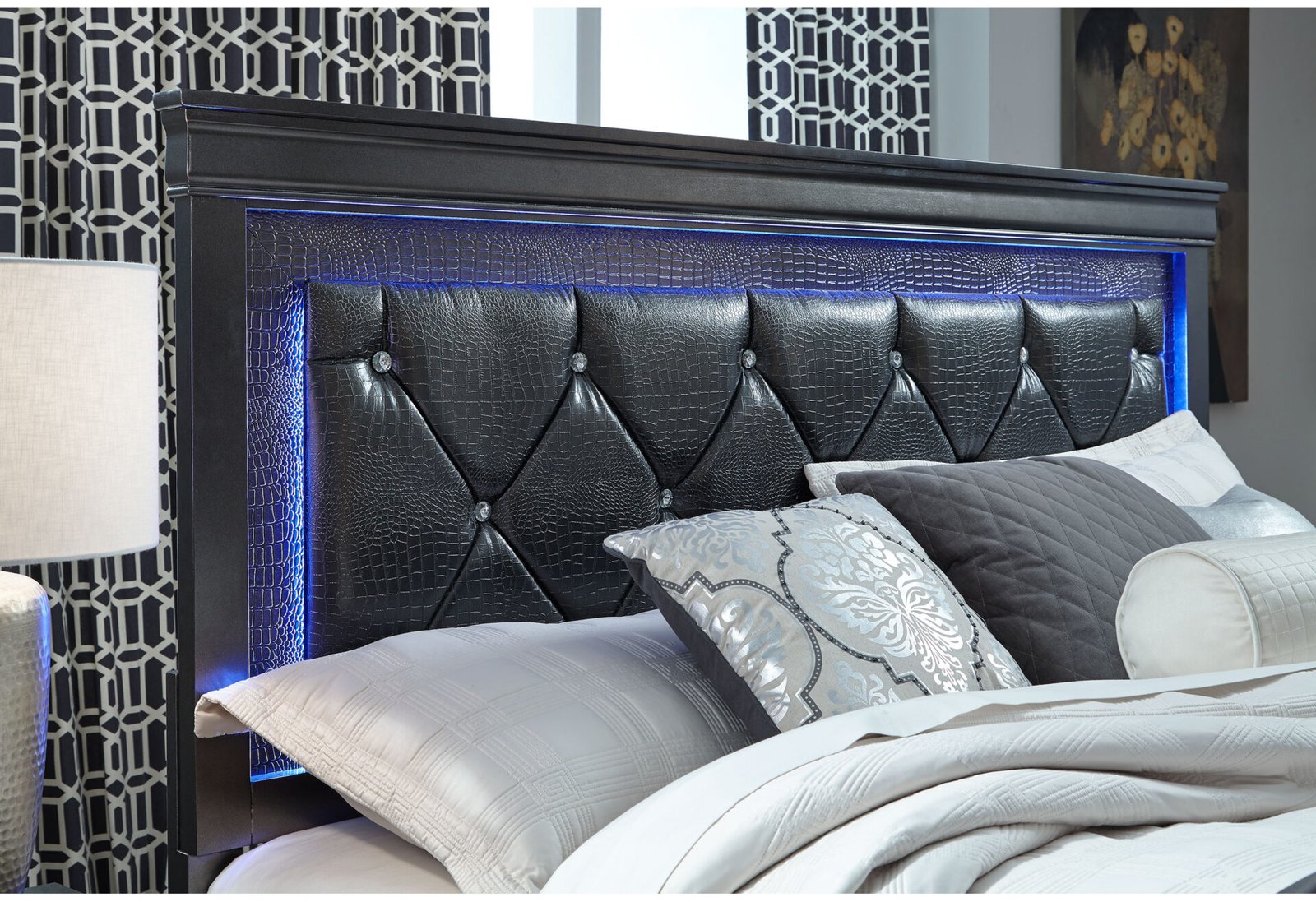 Second image of POMPEI METALLIC GREY KING BED GROUP WITH LED