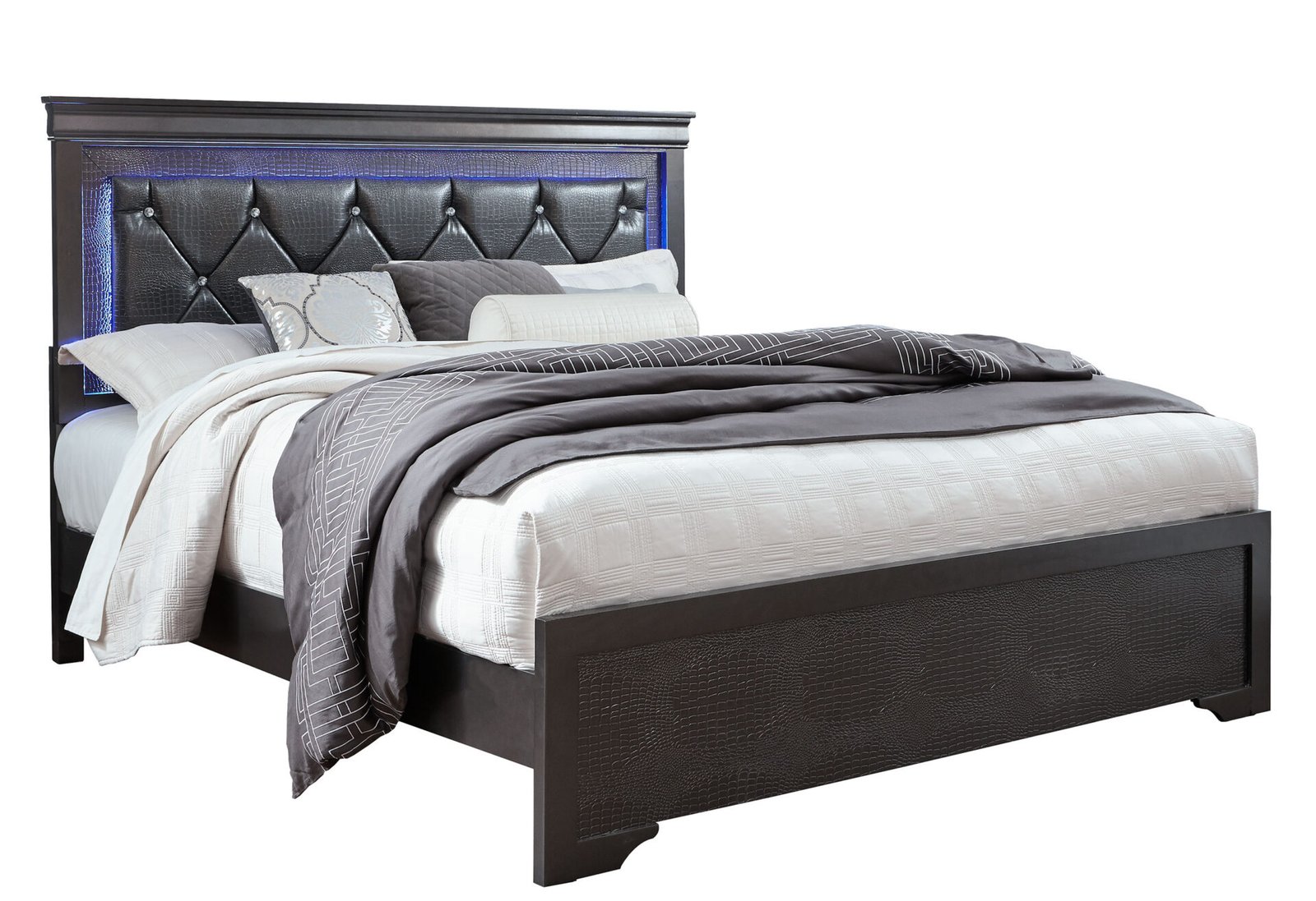 Second image of POMPEI METALLIC GREY KING BED WITH LED