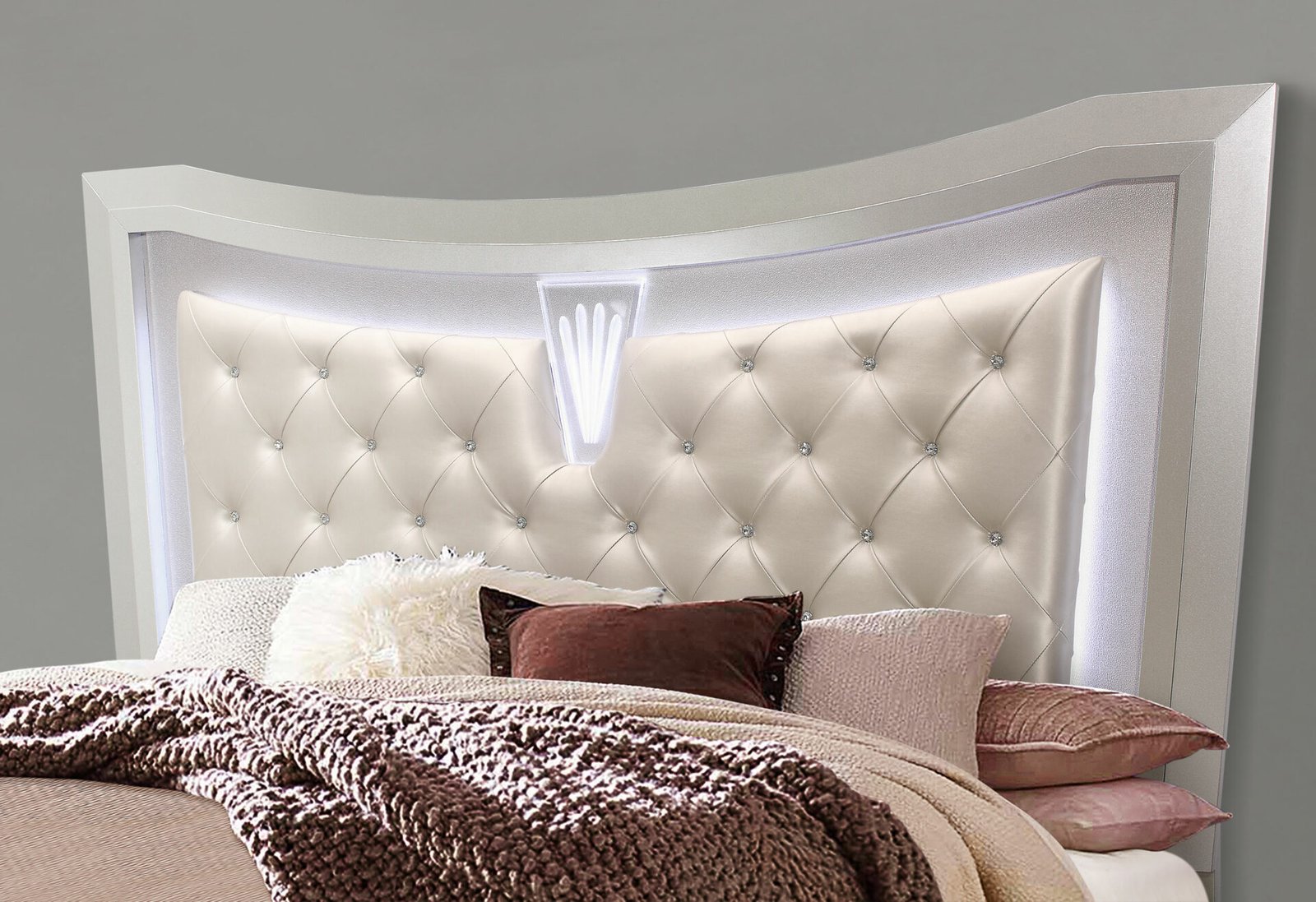 Second image of PARIS CHAMPAGNE KING BED GROUP WITH LED