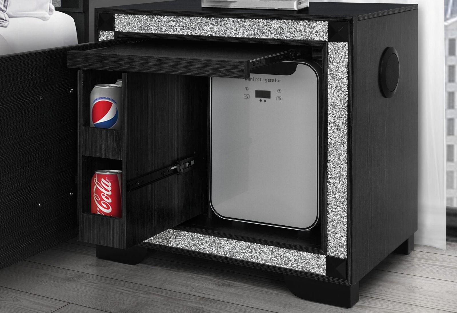 Second image of SOLEIL CHARCOAL NIGHTSTAND WITH COOLER AND SPEAKER