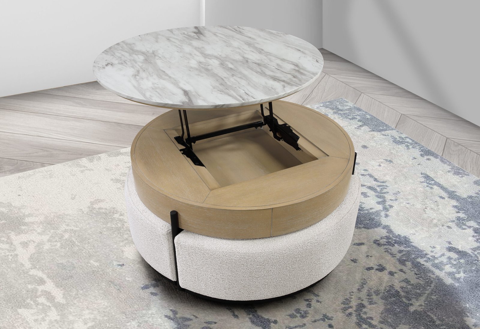 Second image of T42 NATURAL COFFEE TABLE WITH 3 STOOLS