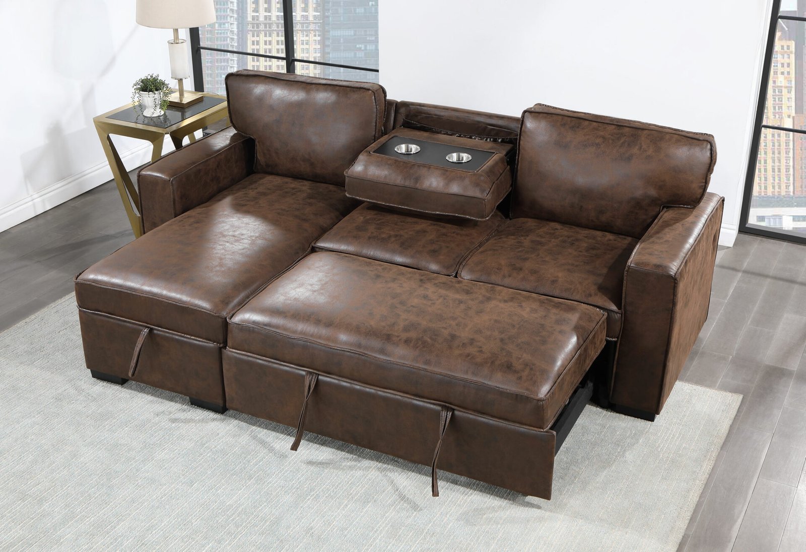 Second image of U0203 COFFEE REVERSIBLE PULL OUT SOFA BED