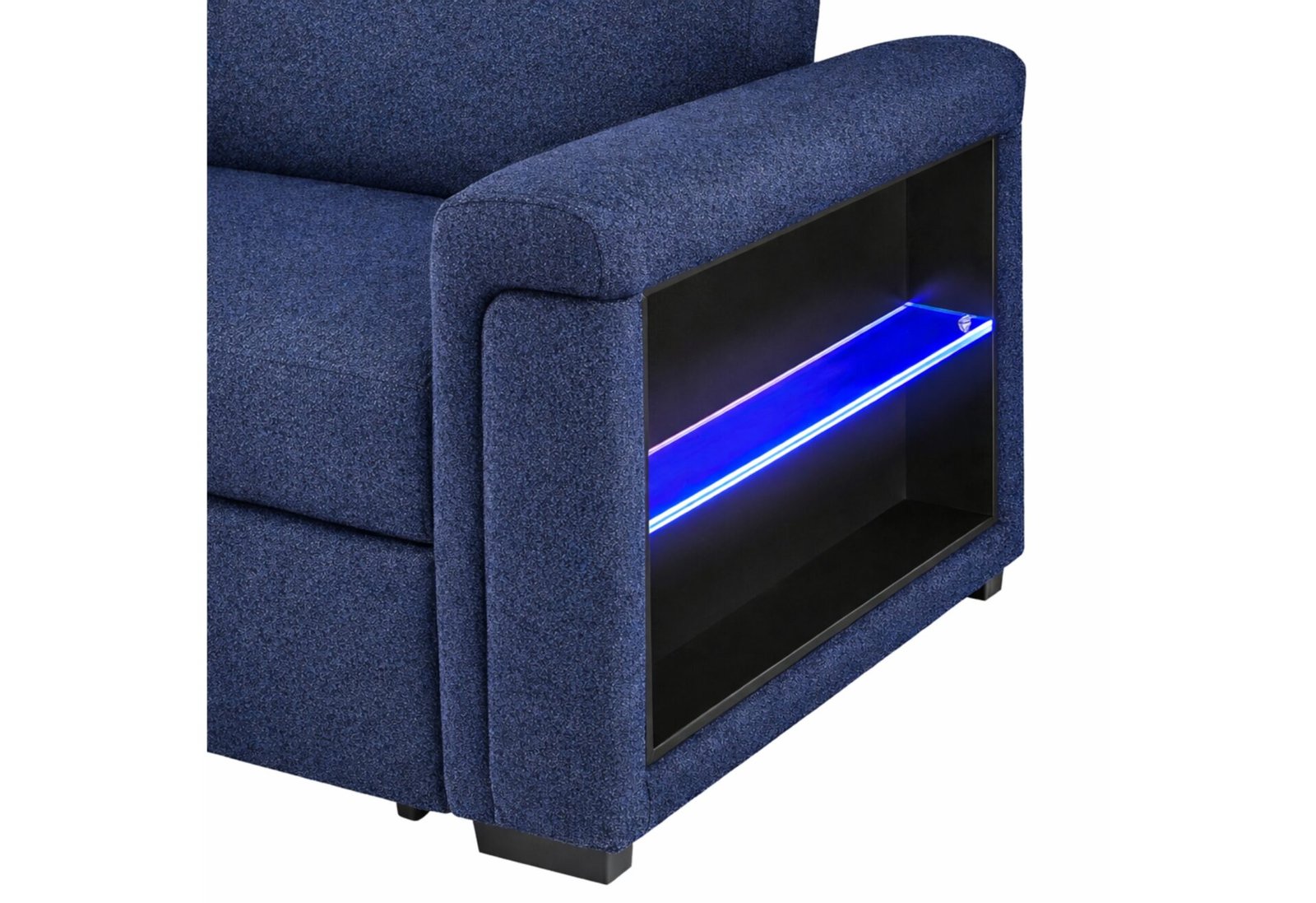 Second image of U0211 NAVY PULL OUT SOFA BED WITH LED ACRYLIC SHELVES AND SPEAKERS