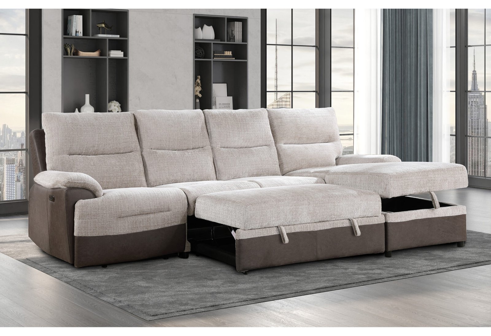 Second image of U3822 BEIGE/BROWN SECTIONAL WITH PO AND USB