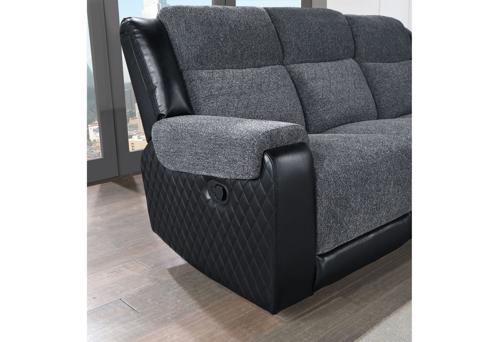 Second image of U5914 GREY/BLACK CONSOLE RECLINING LOVESEAT