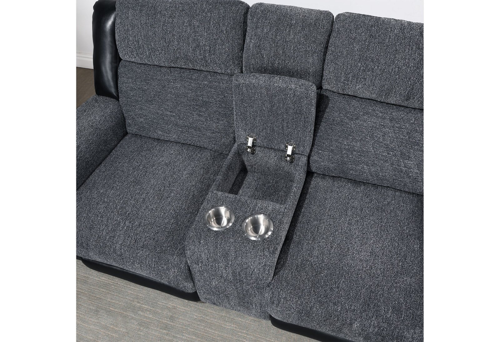 Second image of U5914/U5915 GREY/BLACK REC SOFA/CRLS W/IMMERSIVE SOUND & BLUE LED/REC
