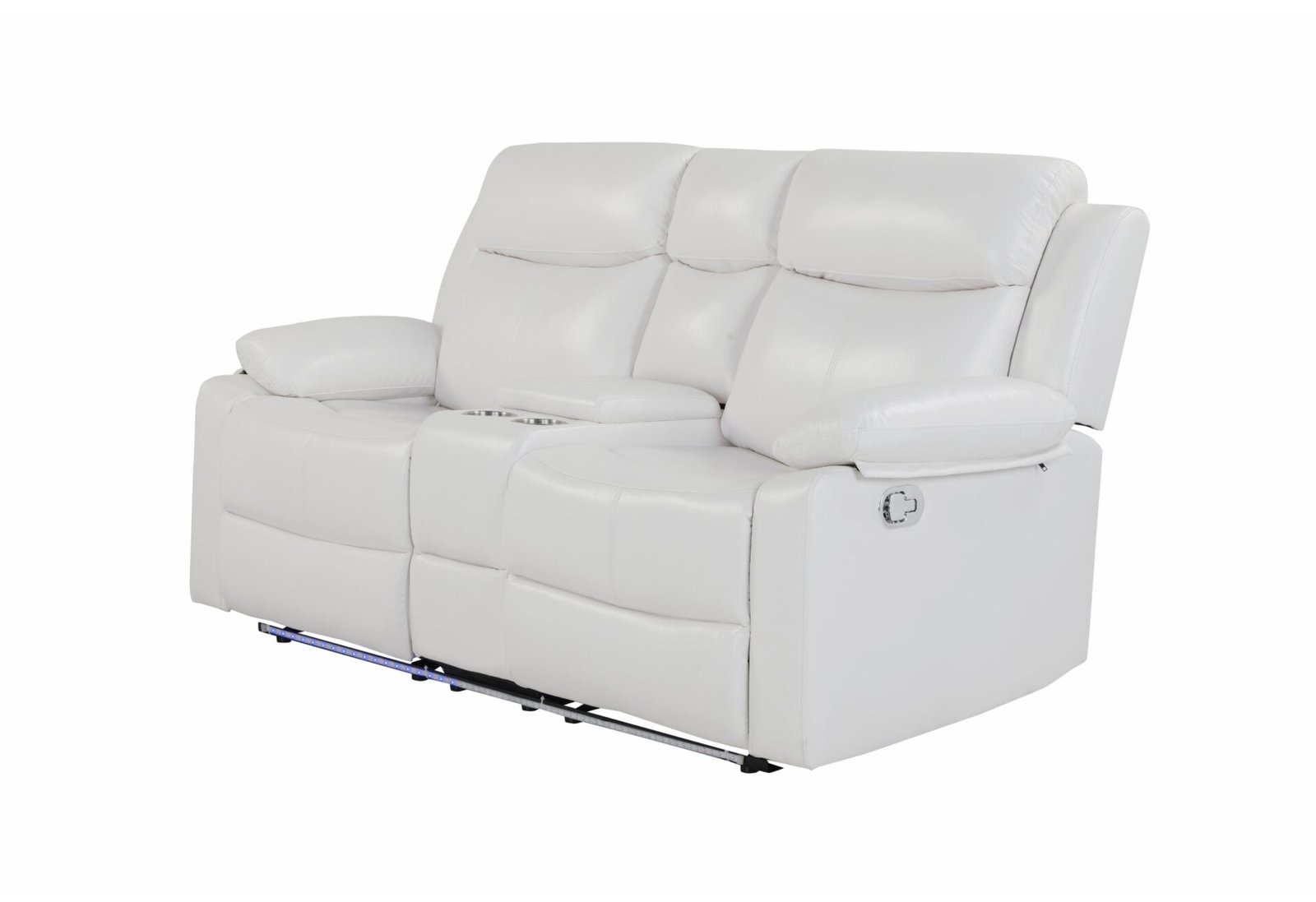 Second image of U6026 BLANCHE WHITE CONSOLE RECLINING LOVESEAT WITH LED AND SPEAKER