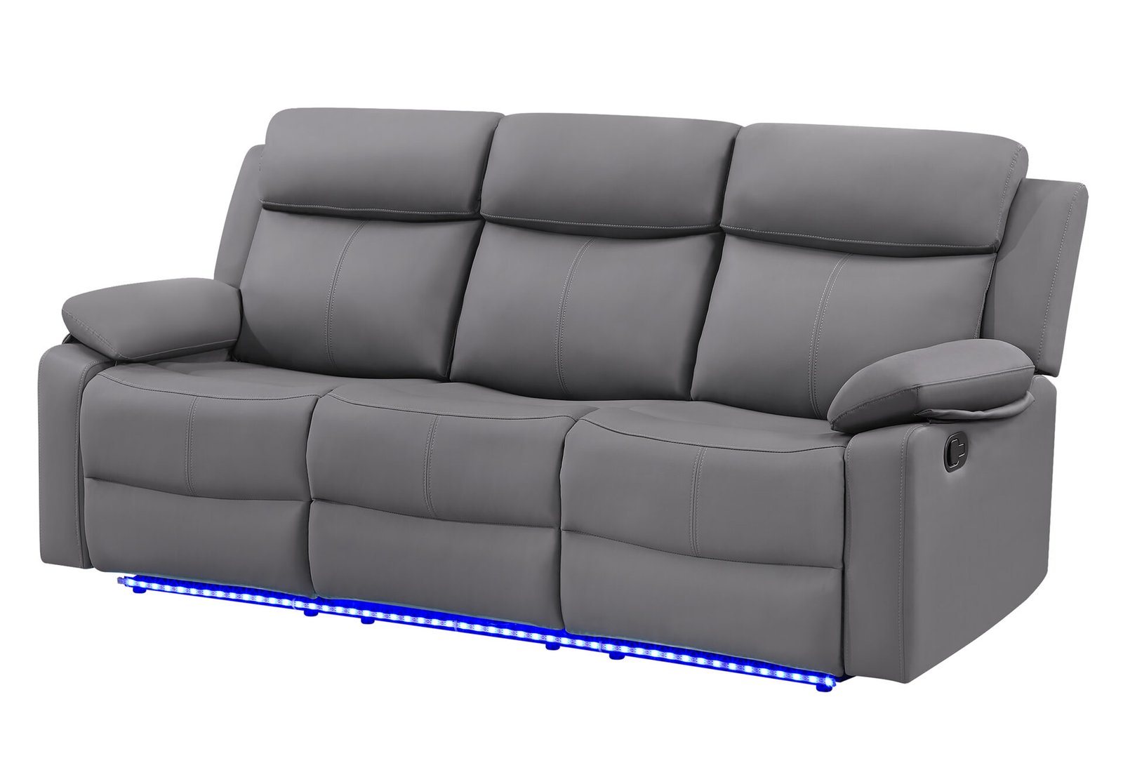 Second image of U6026 GREY PU 46A RECLINING SOFA WITH LED