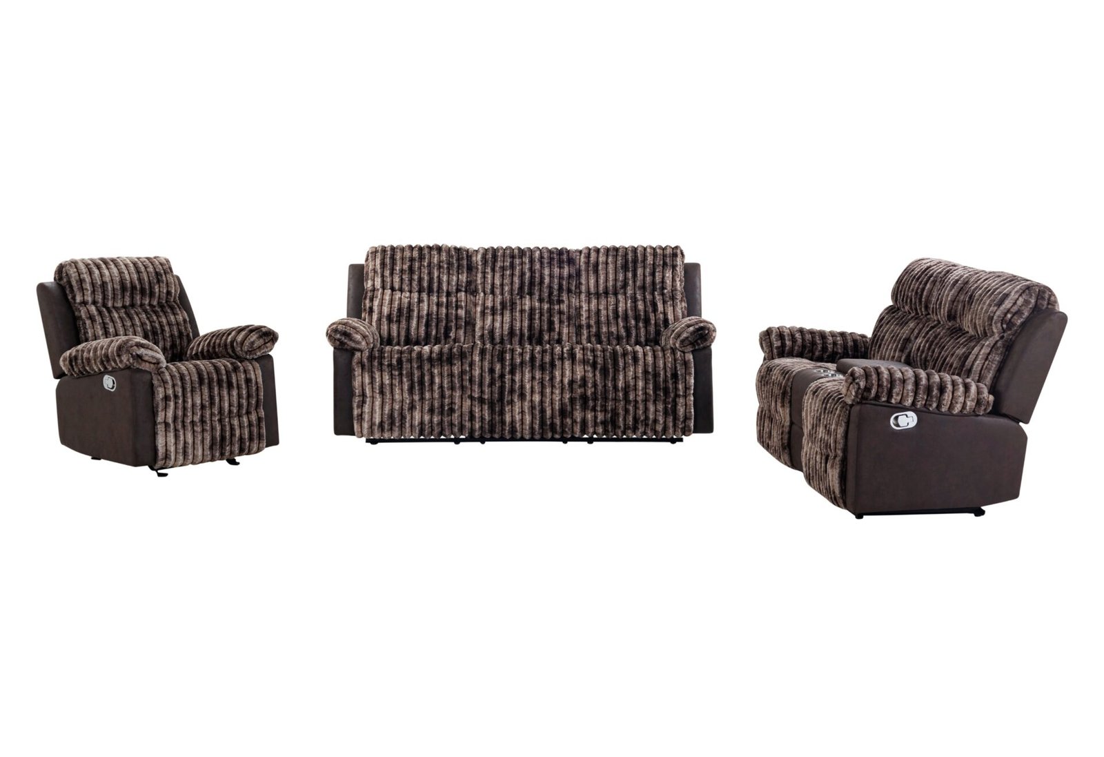Second image of U6028 BROWN RECLINING SOFA/CONSOLE RECLINING LOVESEAT/GLIDER RECLINER