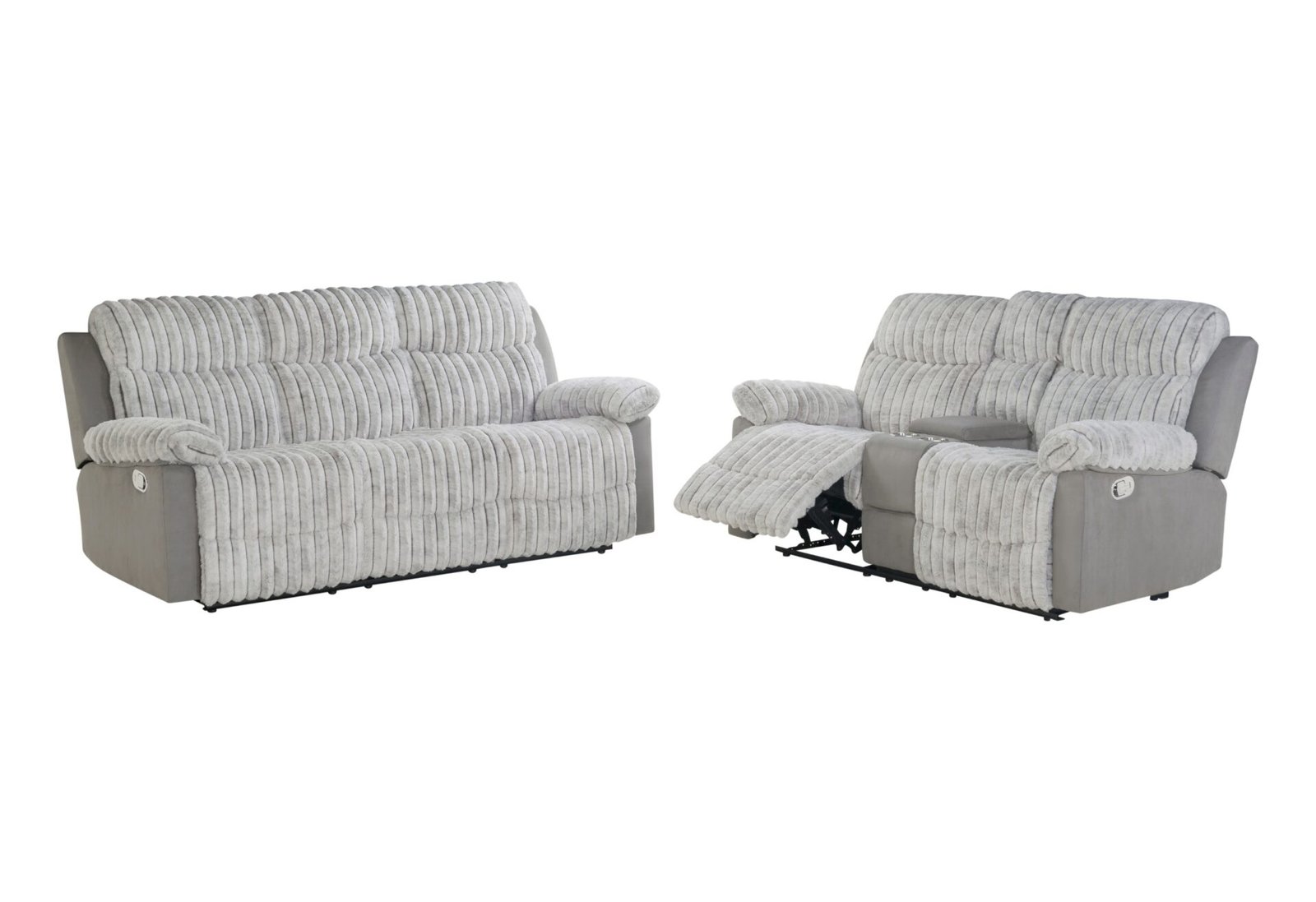 Second image of U6028 GREY RECLINING SOFA/CONSOLE RECLINING LOVESEAT