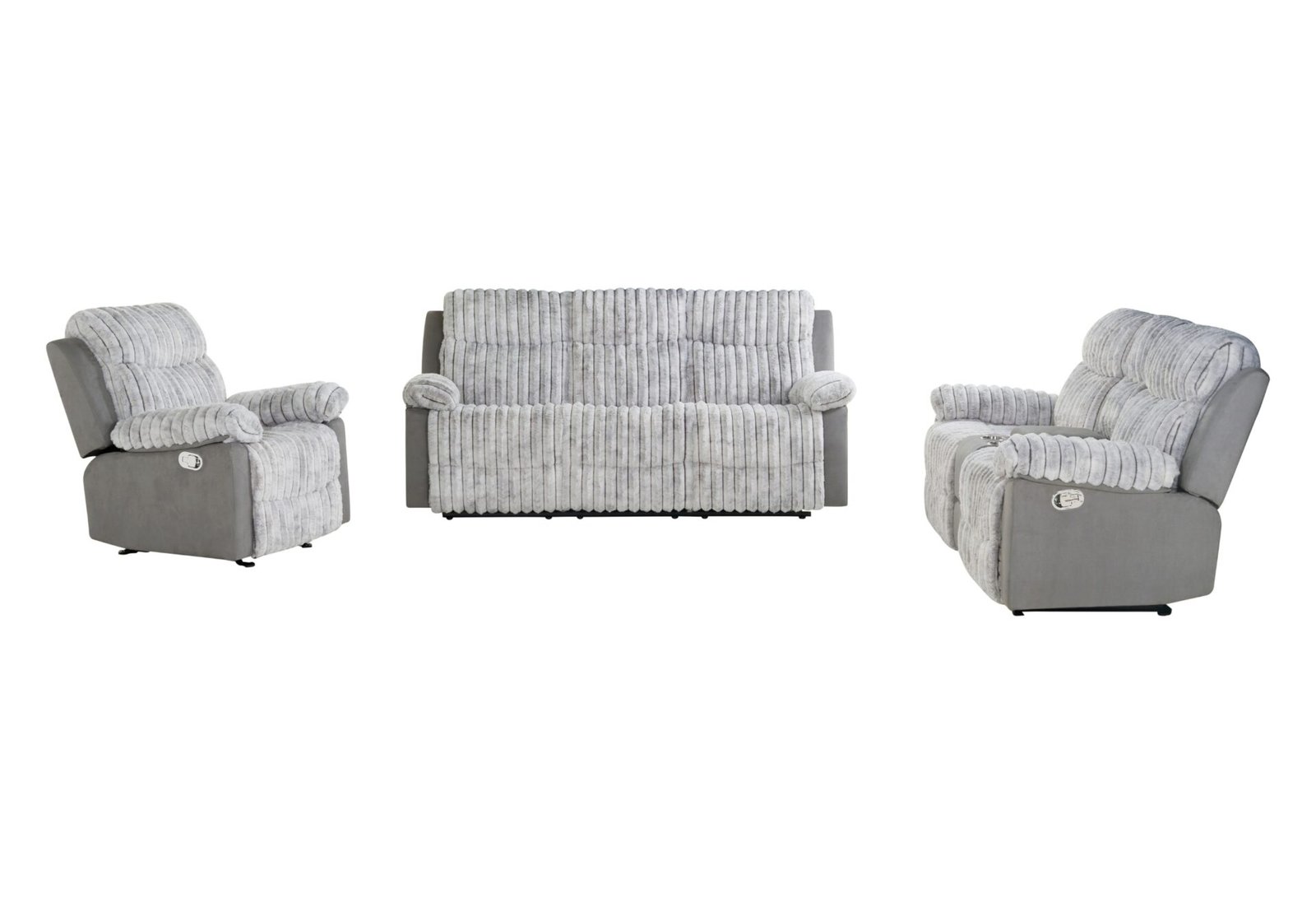Second image of U6028 GREY RECLINING SOFA/CONSOLE RECLINING LOVESEAT/GLIDER RECLINER