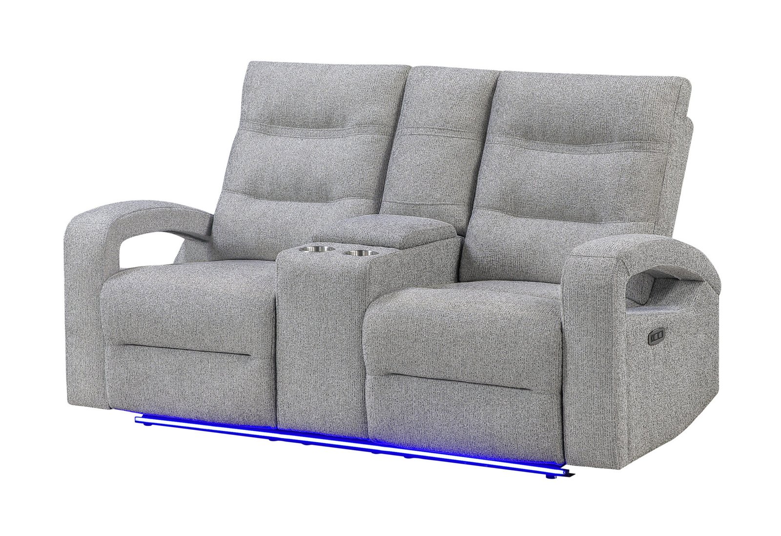 Second image of U6611 GREY 15 POWER CONSOLE RECLINING LOVESEAT WITH LED