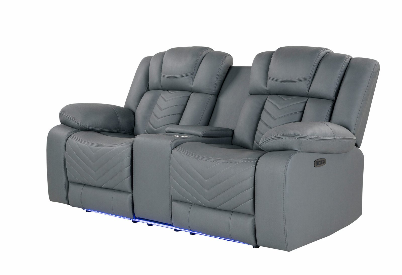 Second image of U7068 GREY 10 POWER CONSOLE RECLINING LOVESEAT WITH LED