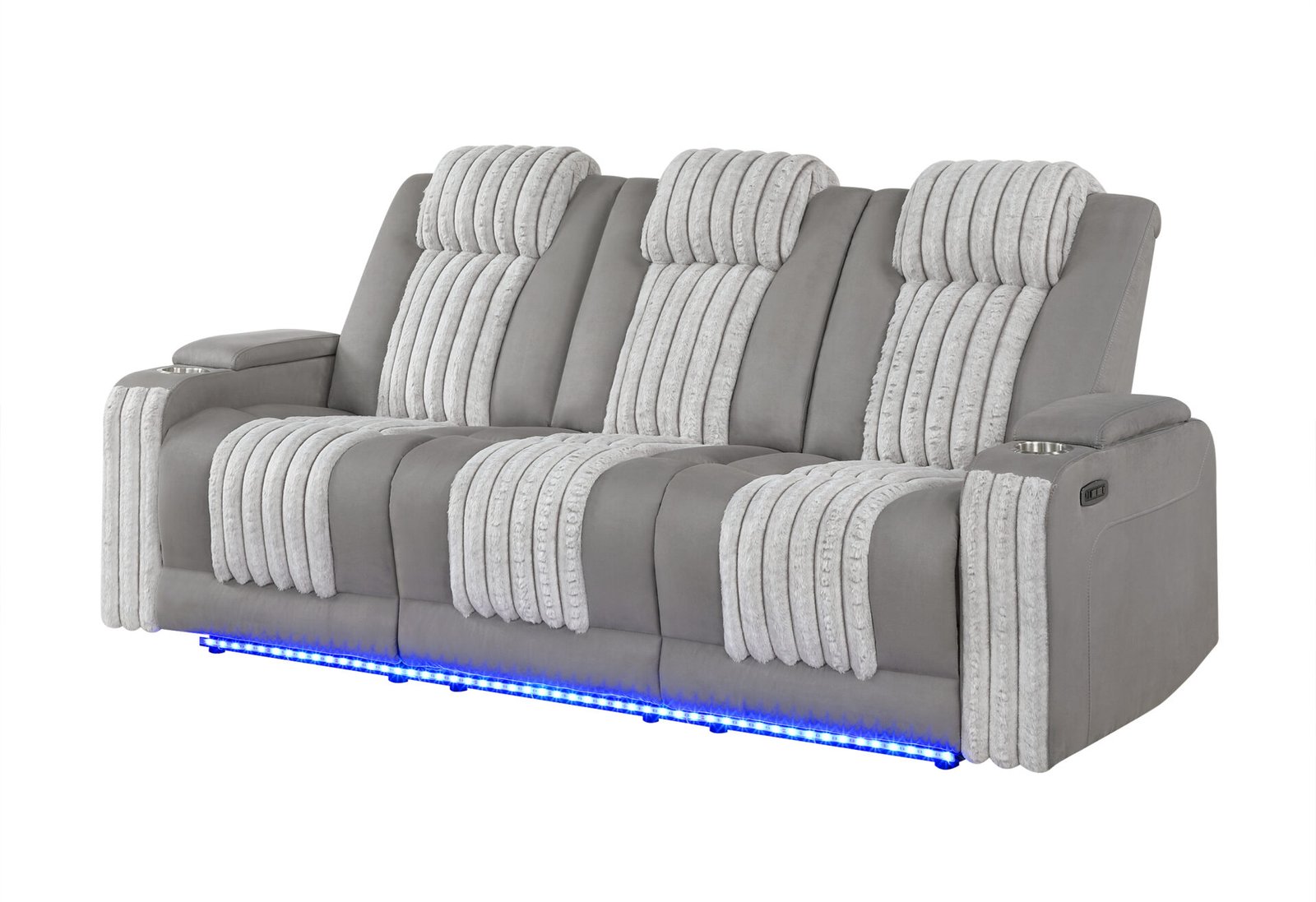 Second image of U8000 GREY PWR REC SOFA W/PHR, DDT, READING LIGHT & LED LIGHT