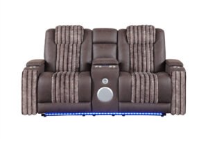 U8000 BROWN PWR CONSOLE REC LOVESEAT W/PHR, LED AND SPEAKER
