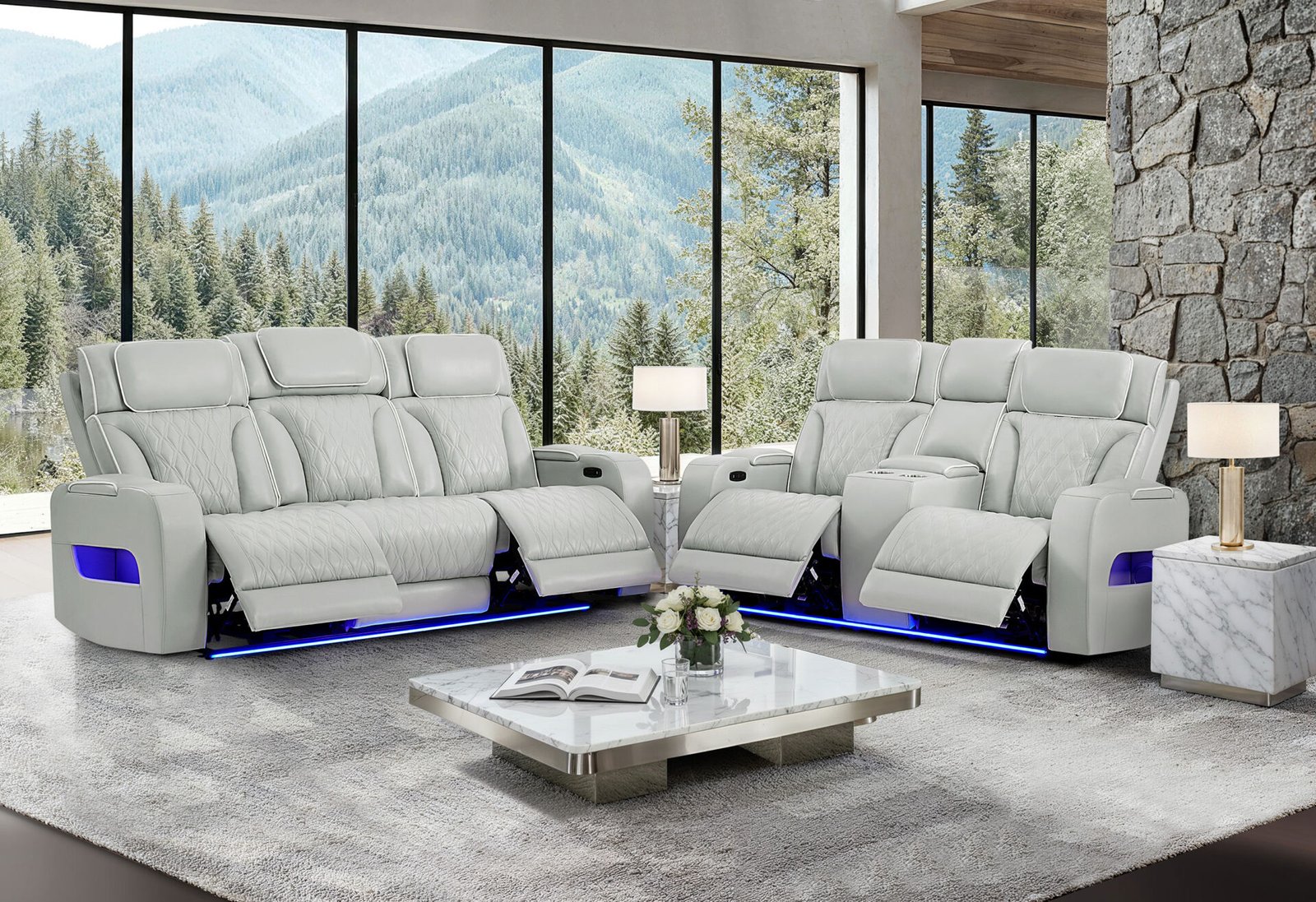 Second image of U8611 BLANCHE SILVER P2 PWR REC SOFA/PWR CON REC LOVESEAT/PWR REC