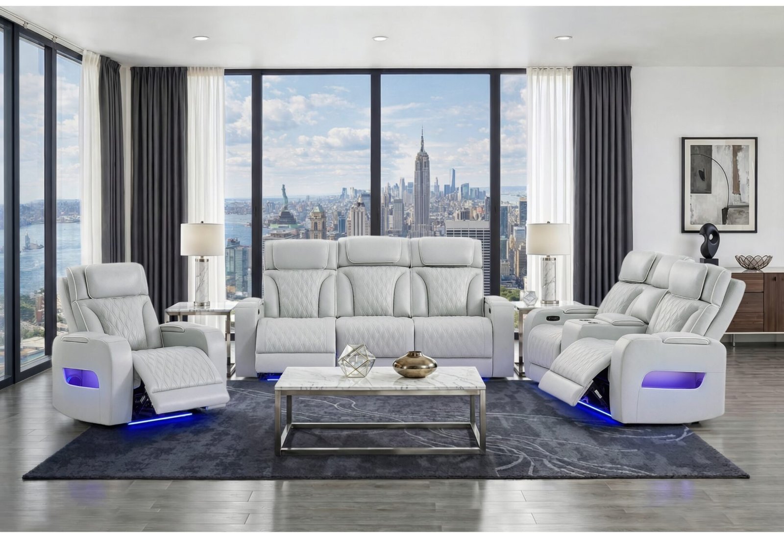 Second image of U8611 BLANCHE SILVER P2 PWR REC SOFA/PWR CONSOLE REC LOVESEAT