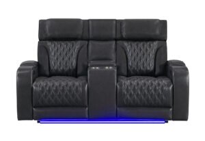 U8611 BLANCHE CHARCOAL PWR CON REC LOVESEAT WITH PHR, LED & SPEAKER